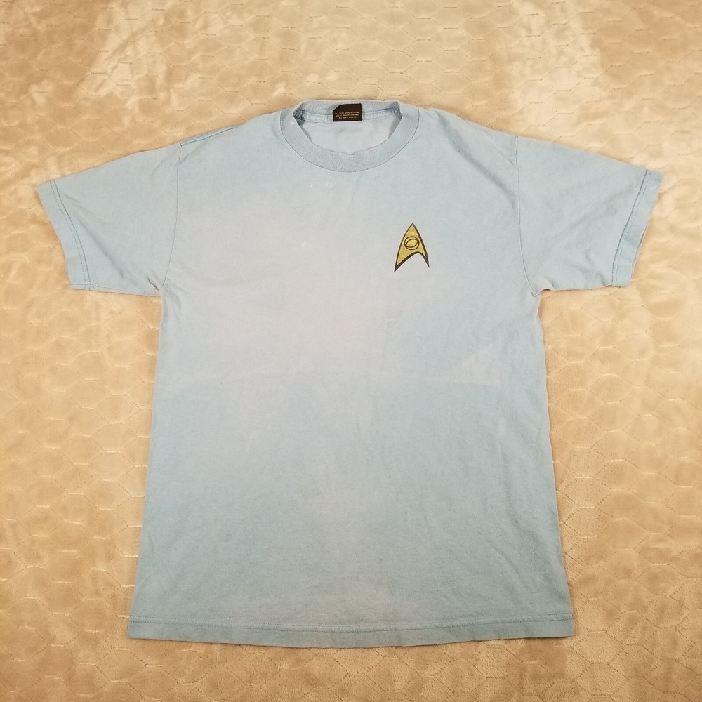 VTG Y2K Star Trek Starfleet Symbol Command Uniform Shirt Sz‎ Md FADED THRASHED